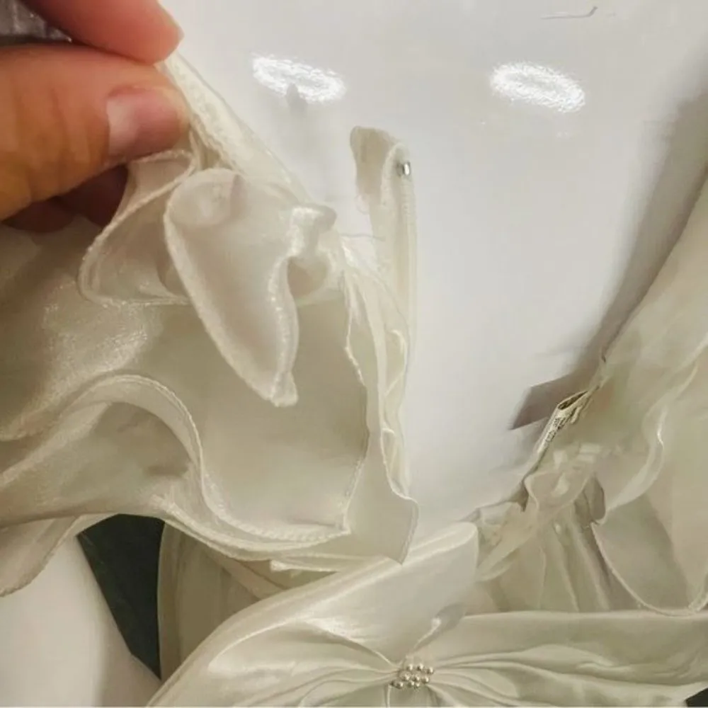 Vintage 80s bonny fashion best quality chiffon tulle ruffle dress with bow detai White Size 8 - Image 7