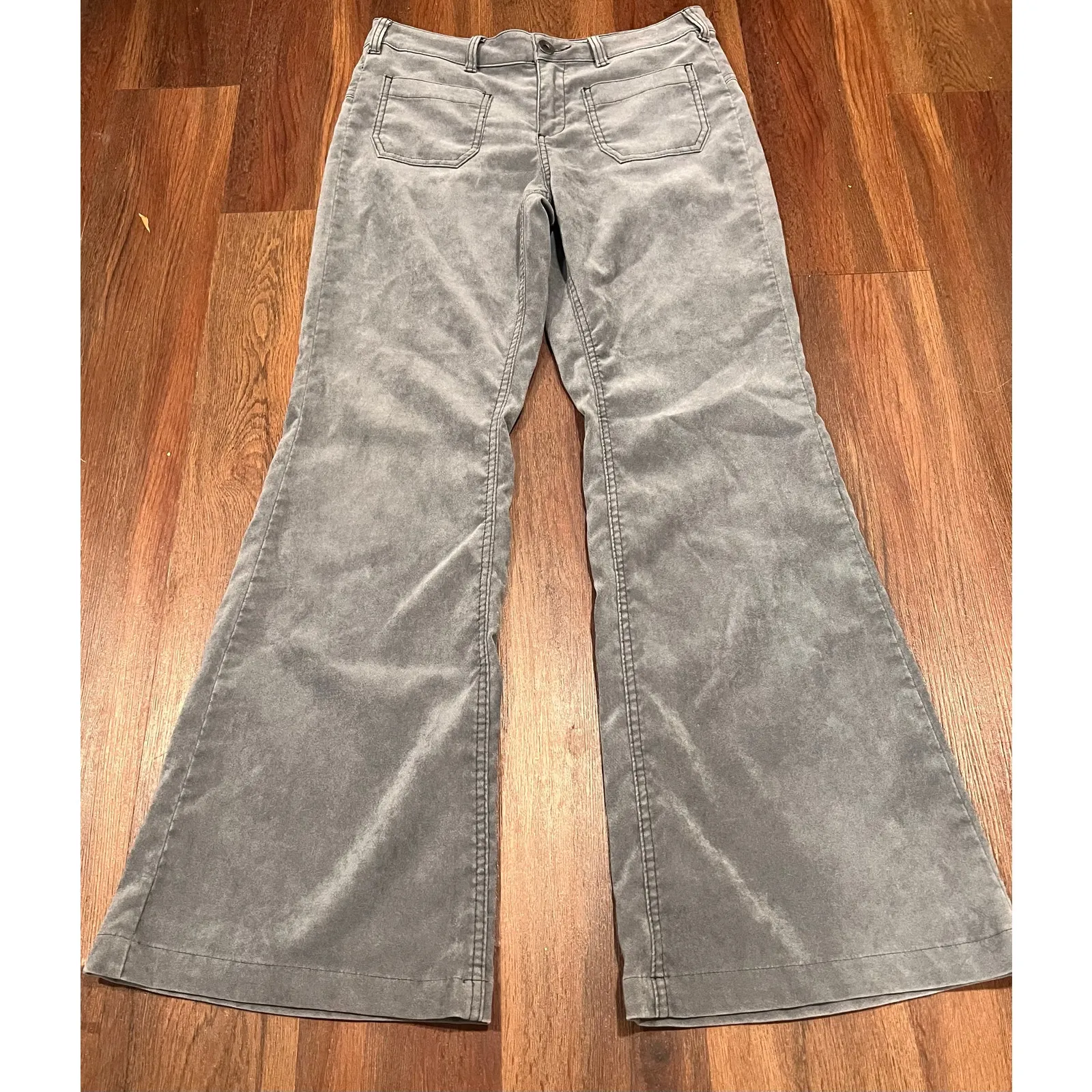 Womens Free People Boho Corduroy Western Flare Jeans Size 28   Gray - Image 3