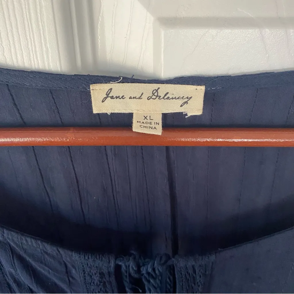 Jane and Delancey XL Tunic Blouse Navy Sheer Whimsigoth Witchy Fairy Grunge Boho - Image 2