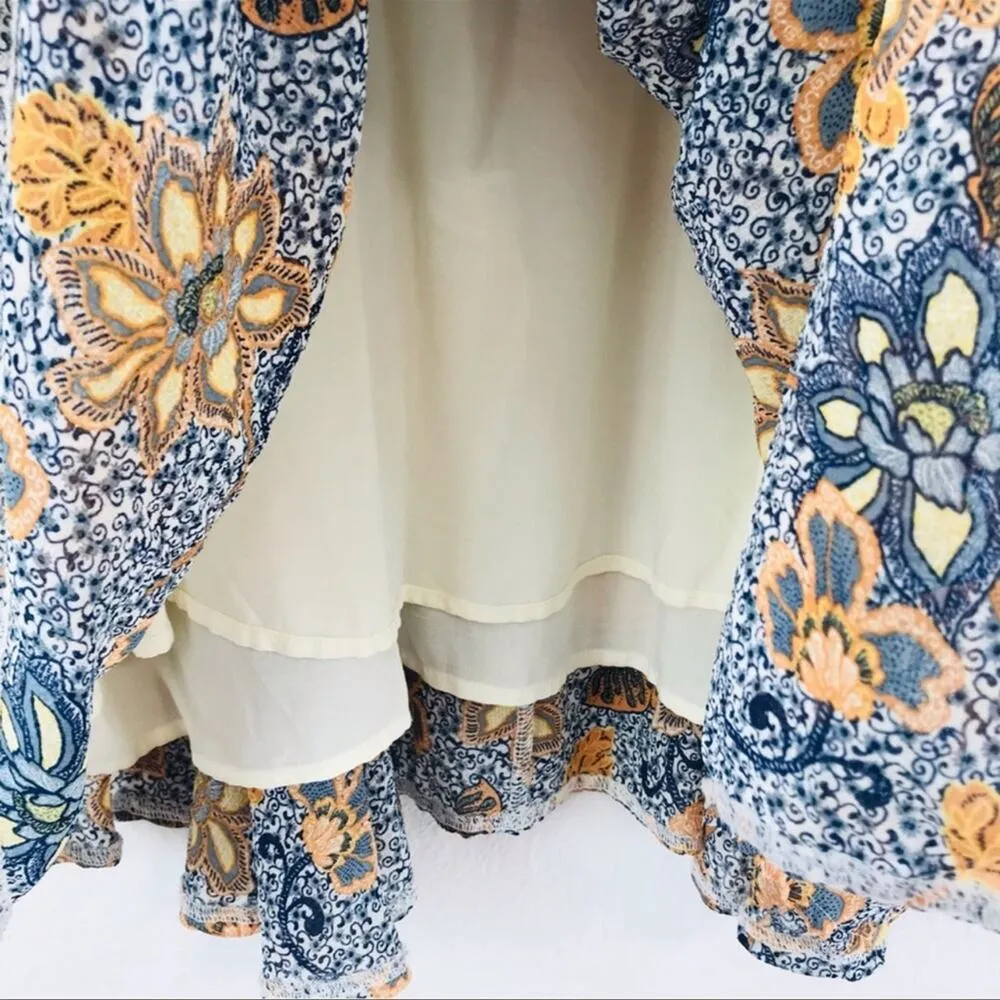 NEW Free People Dress Teegan Mini Faux Wrap Top Long Sleeve Floral V-Neck Small - Image 9