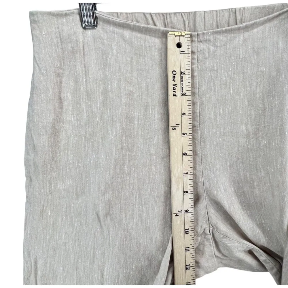 J Jill Linen Stretch Pants Women M Beige Crop Button Hem Coastal Resort Breezy Size M - Image 8