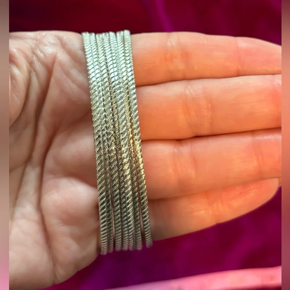 7 Silvertone Bundle of Bracelets with Charms - Image 6