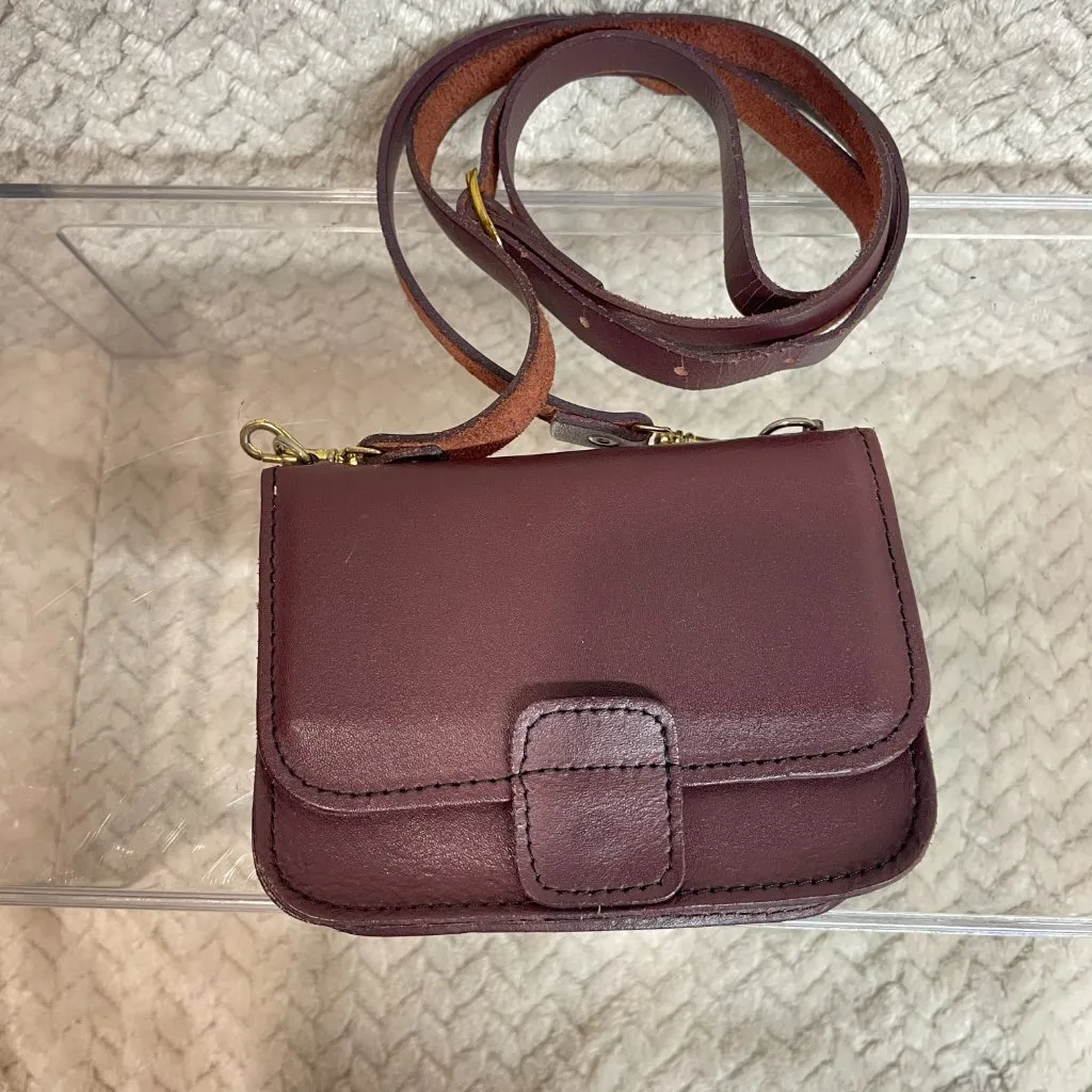 Vintage Burgundy Genuine Leather Mini Crossbody Belt Bag Classic Minimalist Red - Image 4