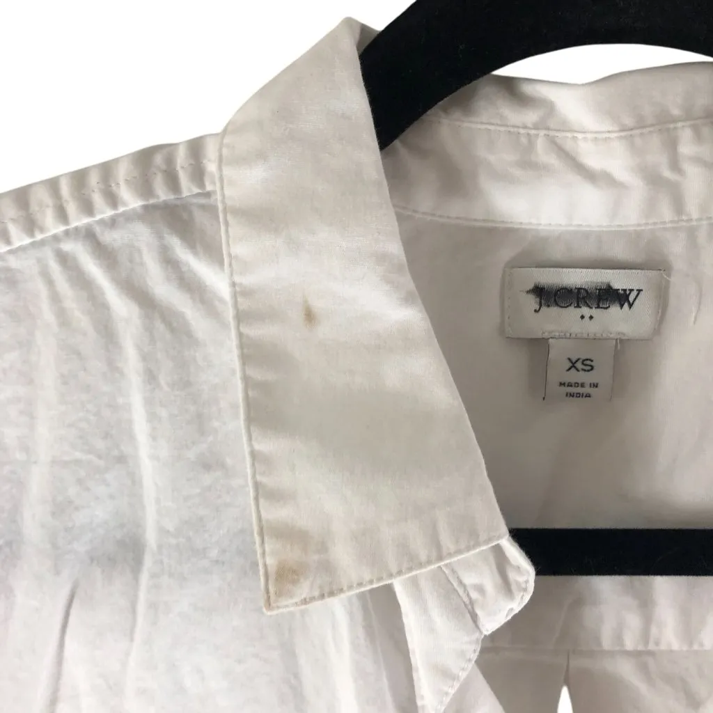 J Crew Short-Sleeve Poplin Popover Top Cotton Stretch White XS - Image 3