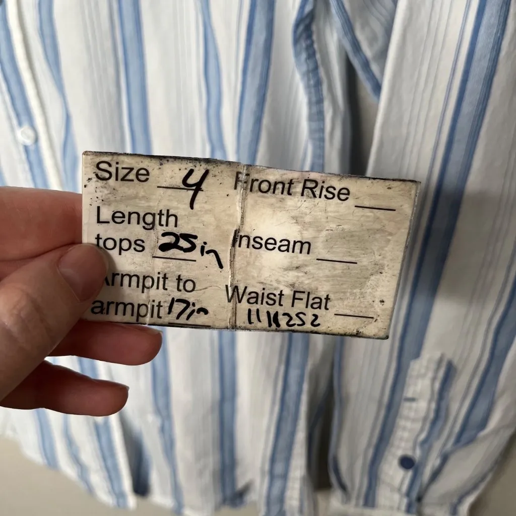 Massimo Dutti Womens Blue Striped Euro Summer Button-Down Shirt Size 4 - Image 11