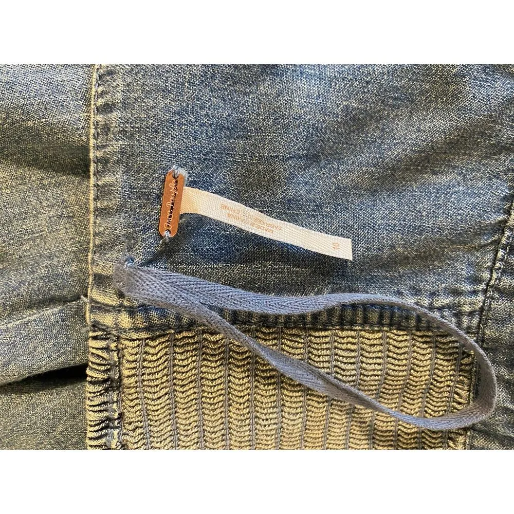 NWOT Free People Strapless Smocked Denim Blue Jean Mini Dress Fit Flare 10 - Image 7