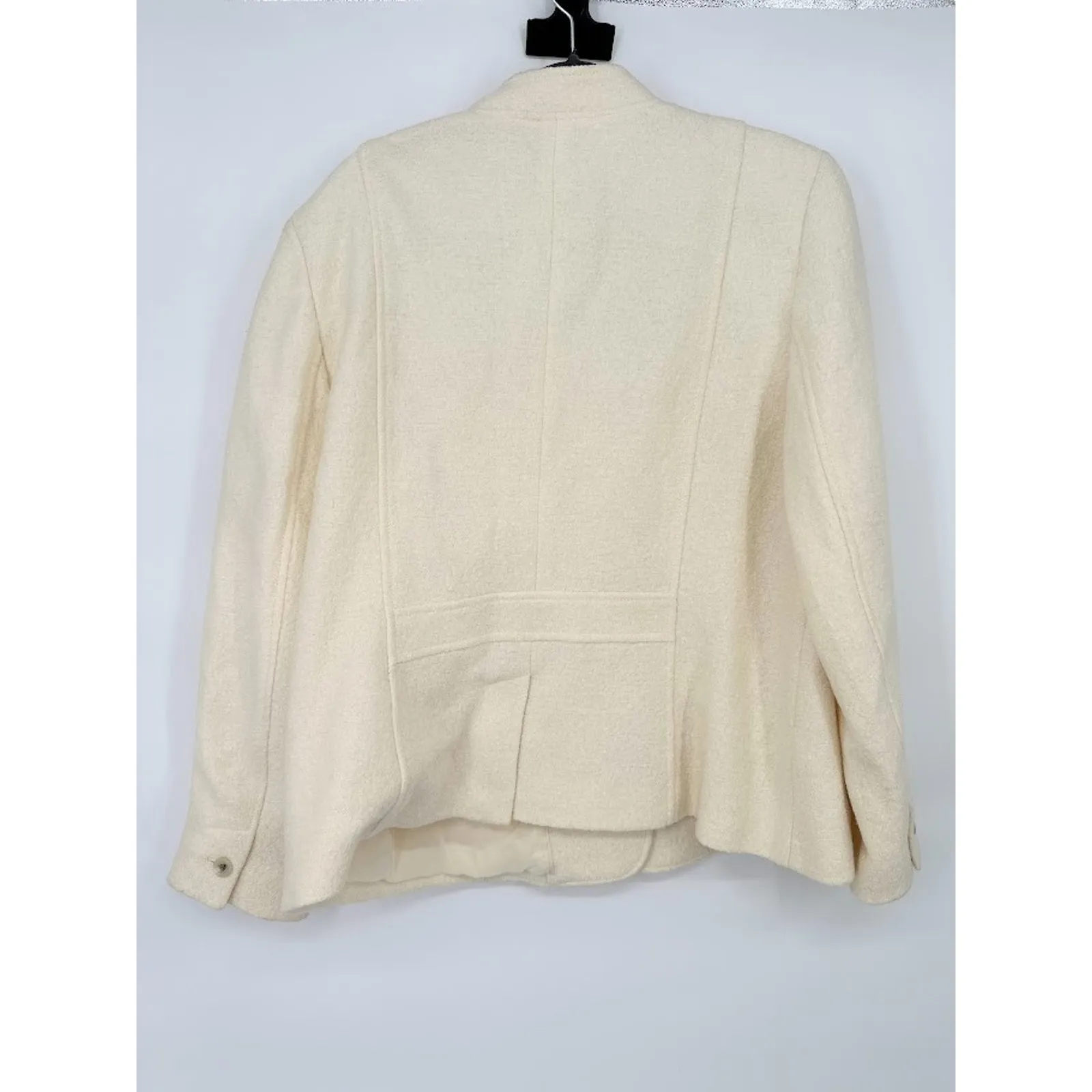 Talbots Cream Boiled Wool Blend Sweater Jacket Cardigan Blazer Size 20 Neutral - Image 5