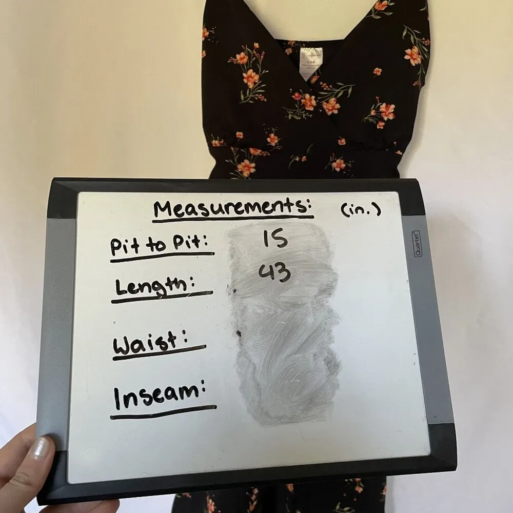 No Boundaries Black Floral Wrap Maxi Dress S lightweight v-neck summer flowy - Image 7