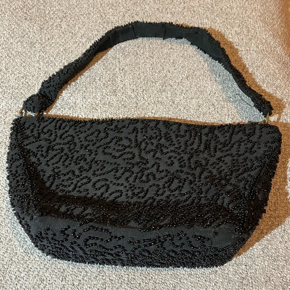 Vintage Beaded Purse #12 Black - Image 2