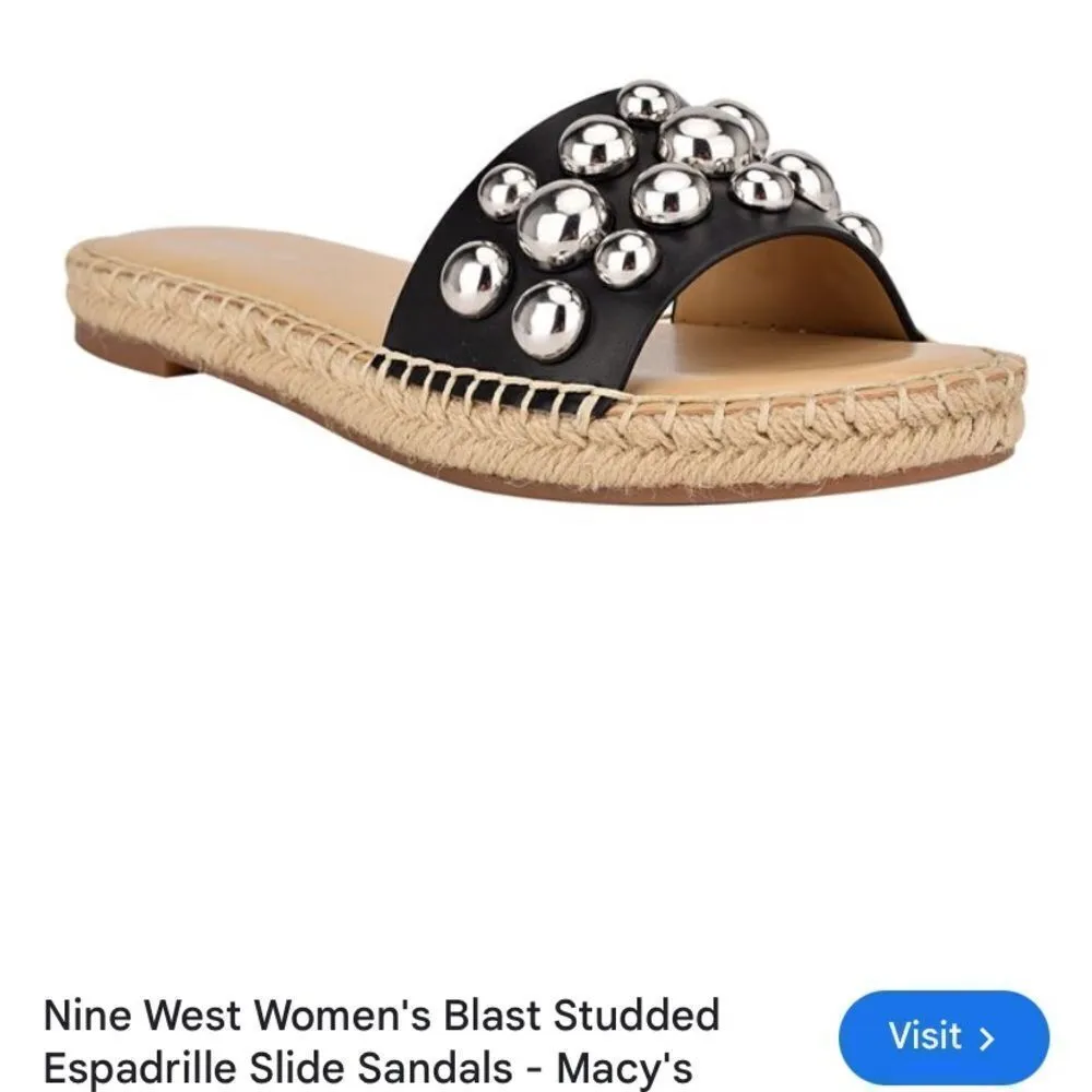 Nine West Blast 3 Studded Flat Espadrille Faux Leather Women’s Shoes Size 8.5 - Image 4