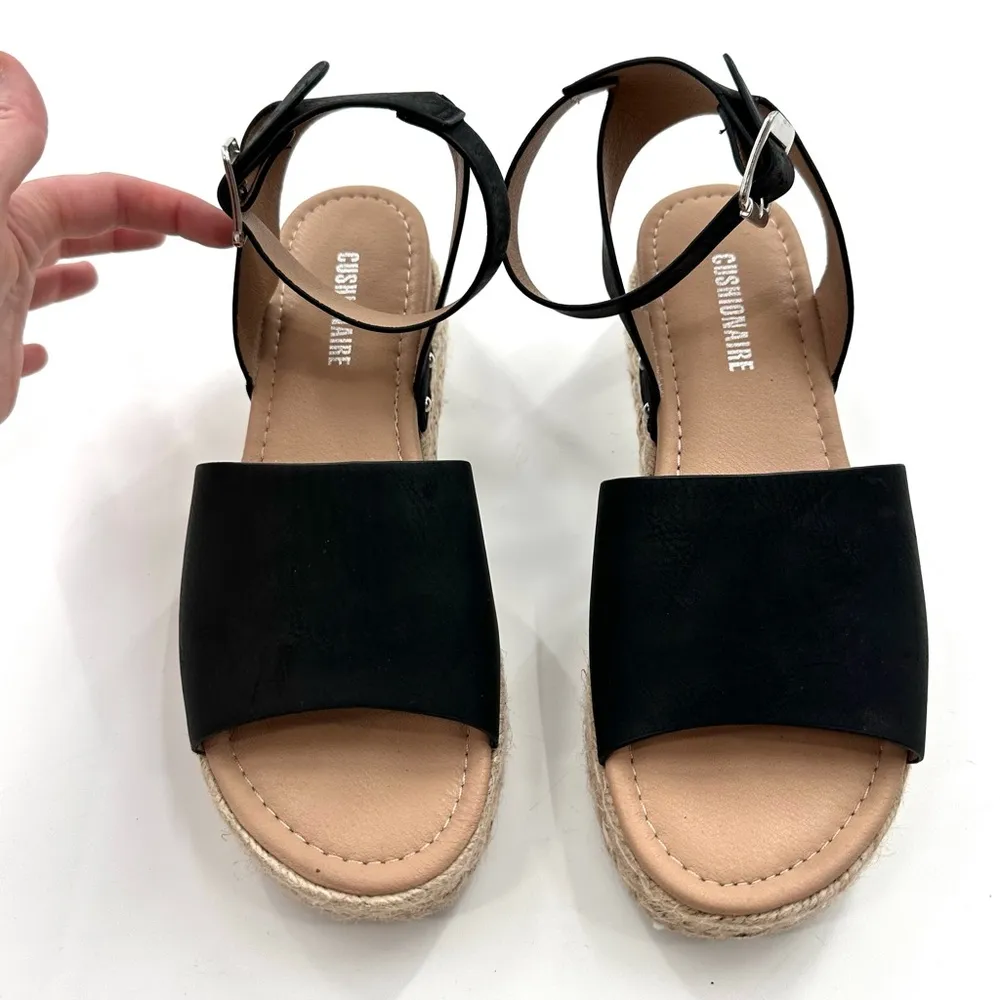 Cushionaire Melissa Black Espadrille Platform Sandals with Ankle Strap - Image 3