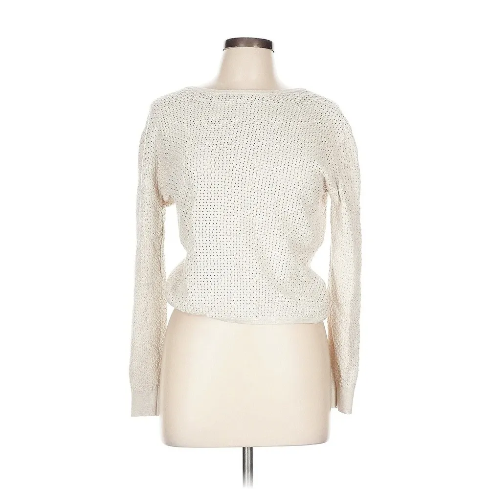 Hudson Jeans Pullover Sweater Open Back Tie Detail Ivory Knit Size L - Image 4