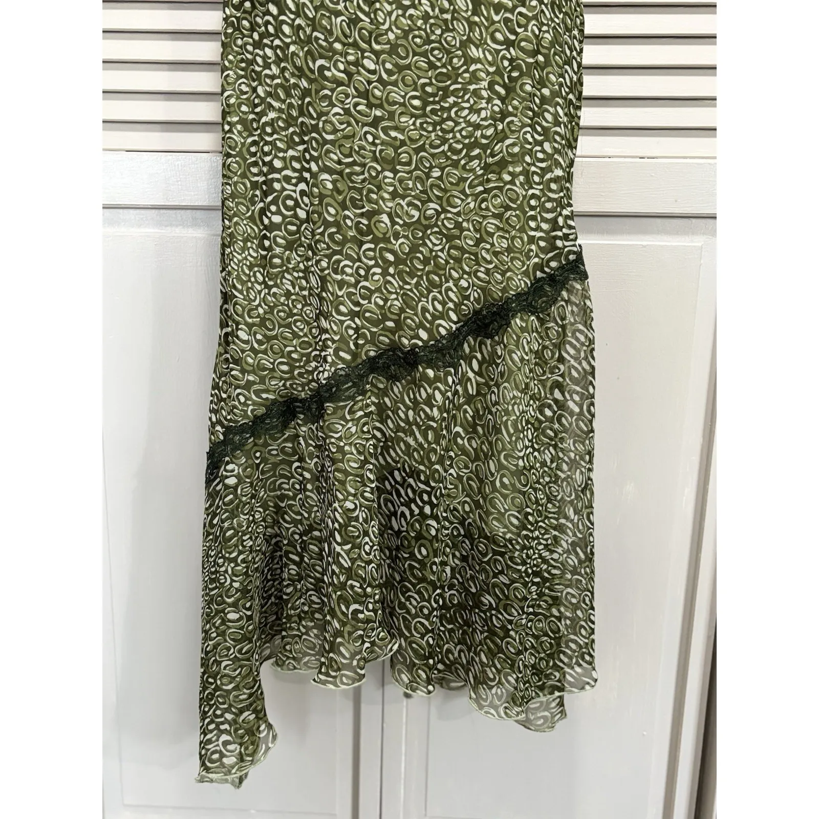Believe Green Geo Chiffon Sleeveless Maxi Dress Size‎ 12 Lace Straps Lined - Image 3