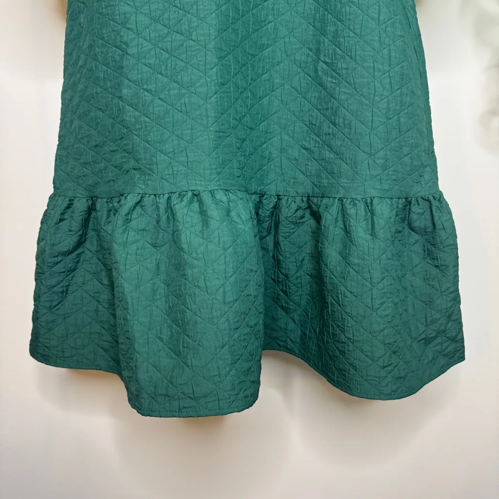 NEW Anthropologie Maeve Green Puff Sleeve Drop Waist Mini Dress size L Large - Image 6