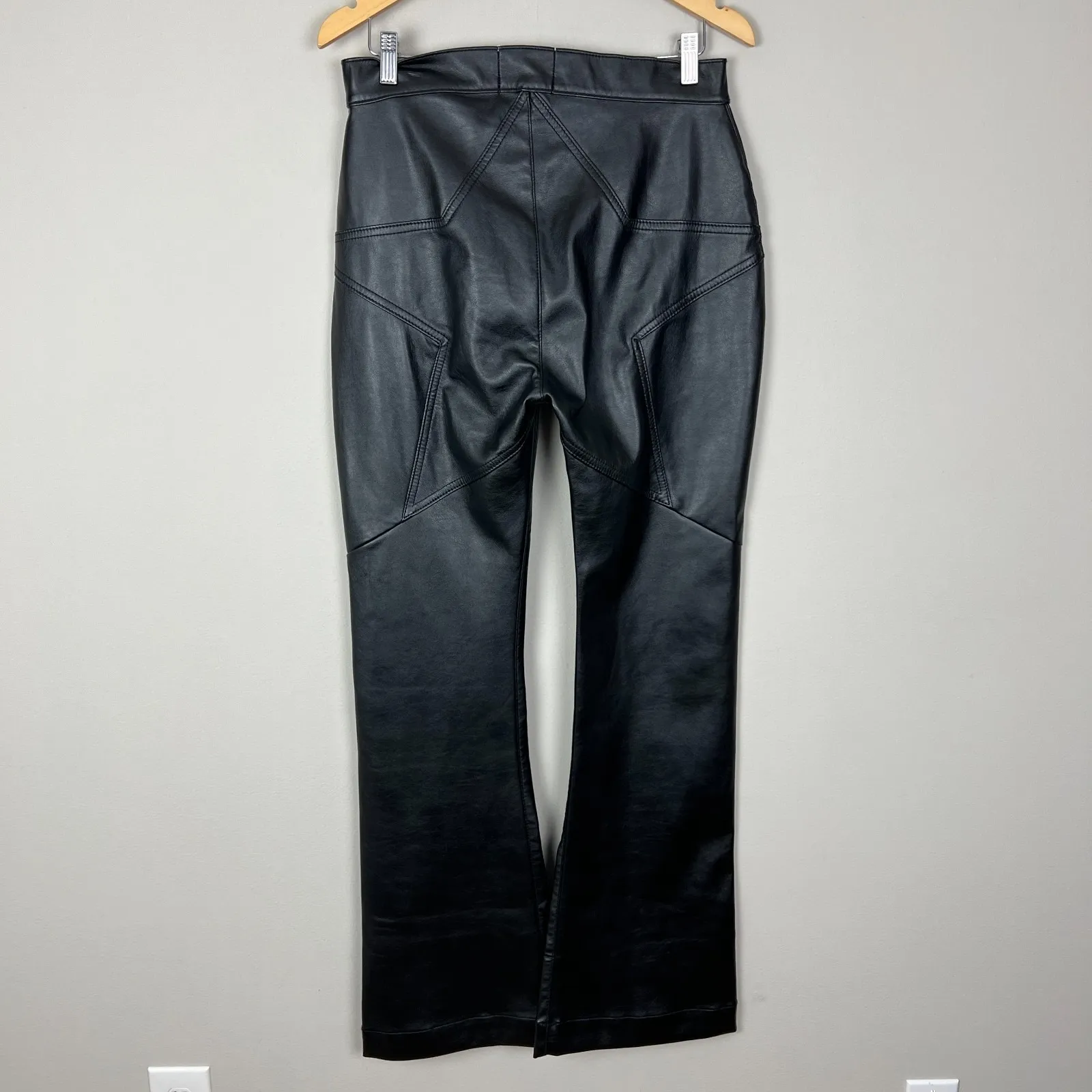 Revice Venus Flares Pants Womens 31 Black Faux Leather Supernova Star Butt Biker - Image 5