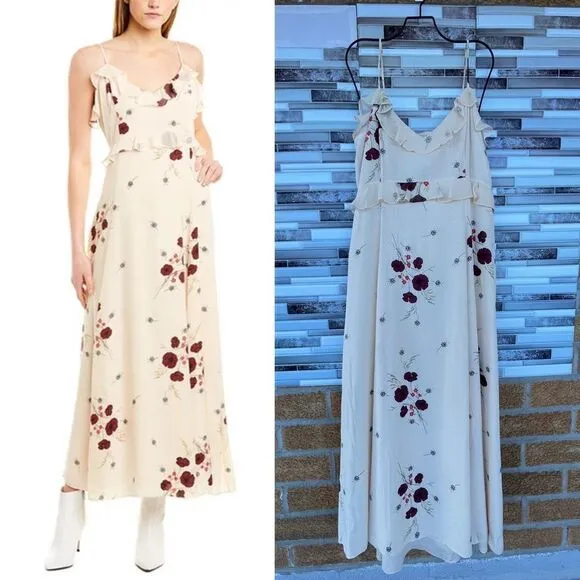 JOIE CASSIEL RUFFLED FLORAL MAXI DRESS SIZE 10 - Image 2