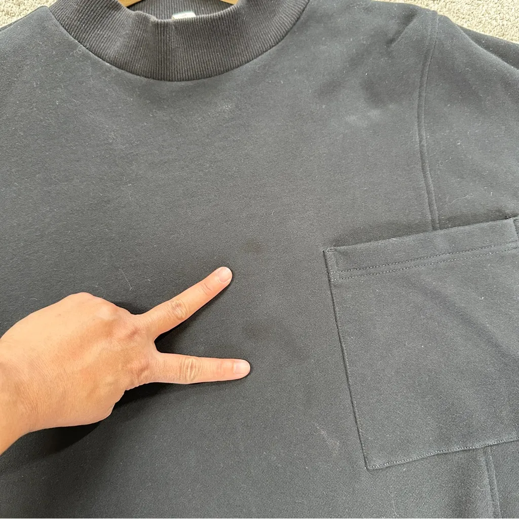 Nap Women’s Loungewear Terry Cropped Boxy Sweatshirt Mock Neck in Black L Size L - Image 16