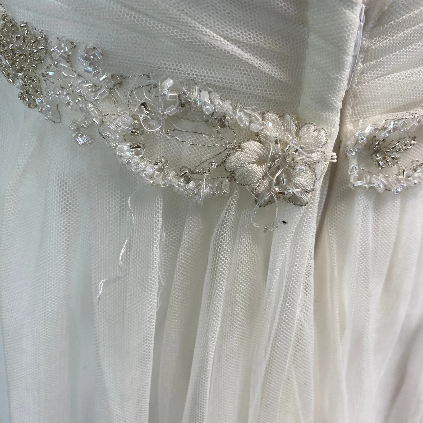 Mikaella By Paloma Blanca Grecian Style Bridal Gown Beaded Belt Size 10 White - Image 9