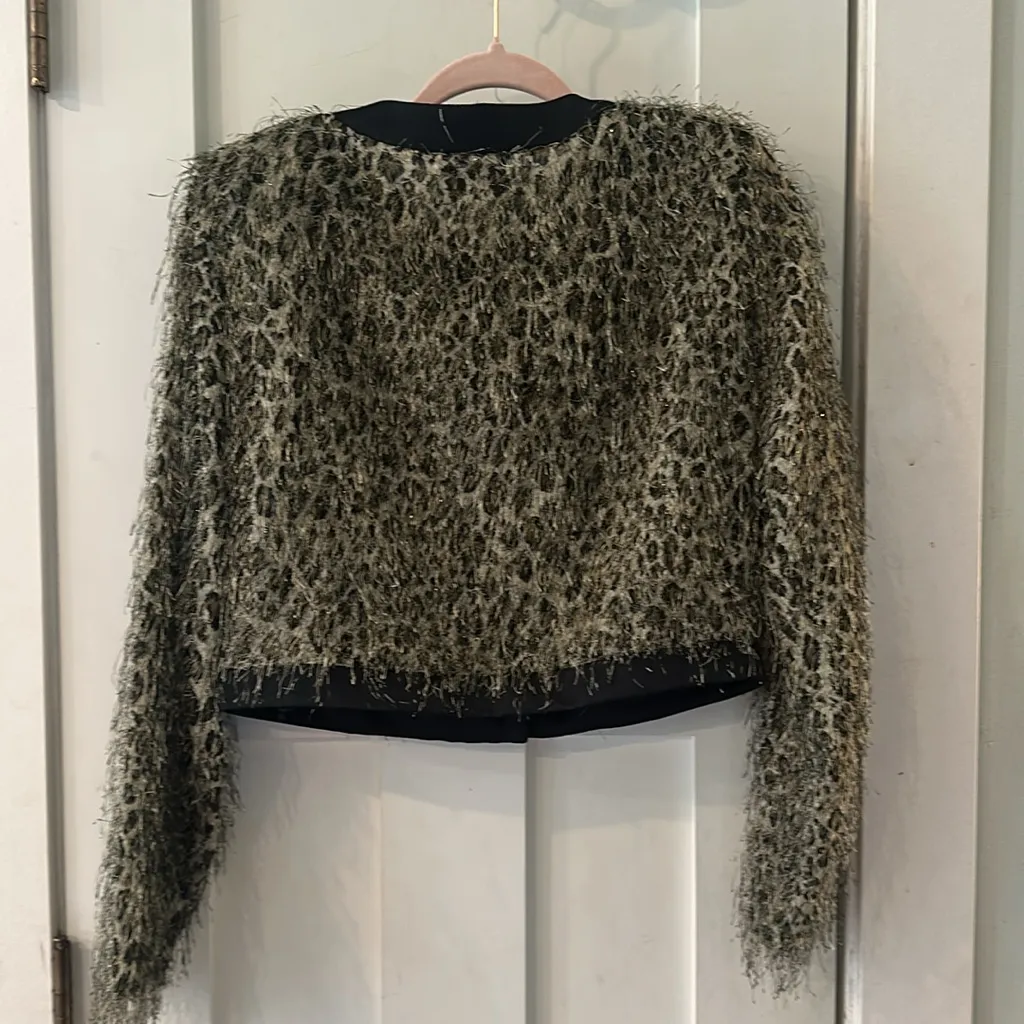 Vintage En Francias leopard print Black and Gold Textured Blazer size s - Image 5