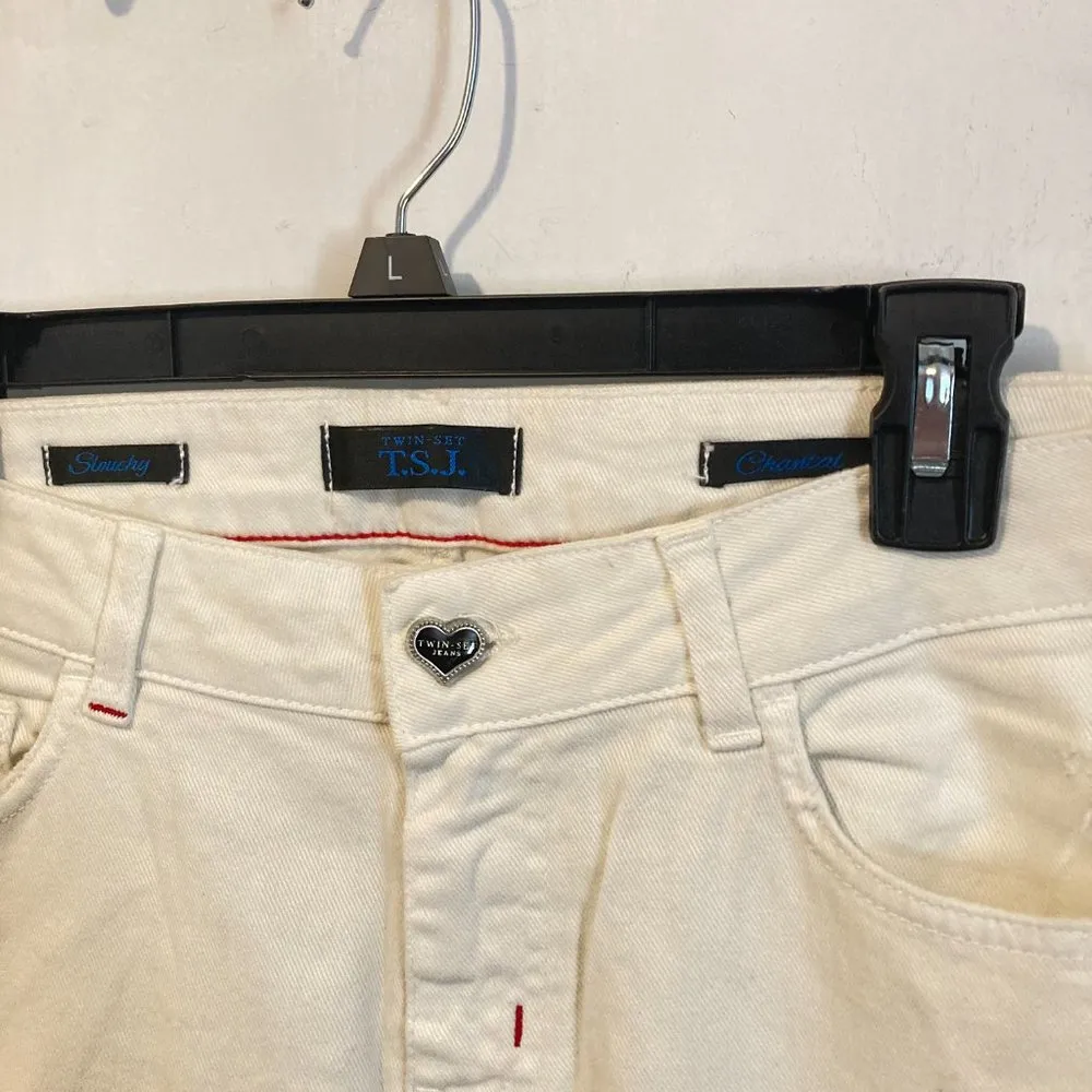 Twin Set women's size 27 embellished side stripe drop slouchy fit CHANTAL jeans - Image 2