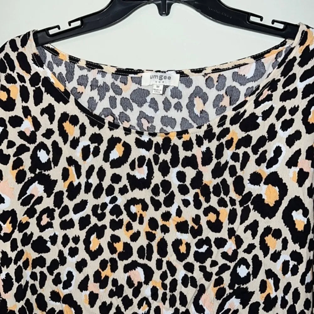 UMGEE medium womens tunic animal print top short sleeve dressy top blouse - Image 2