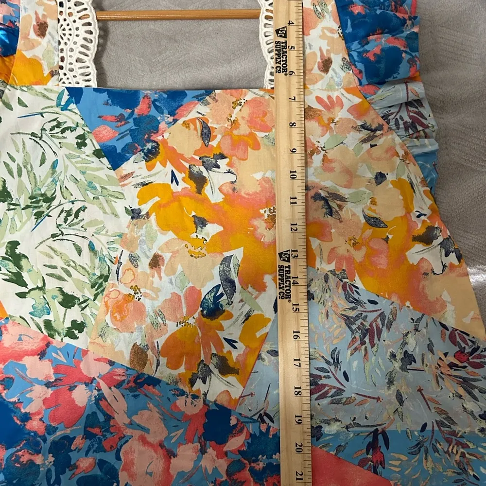 Cupio Blue and Orange Asymmetrical Ruffled Tank Top - Image 5