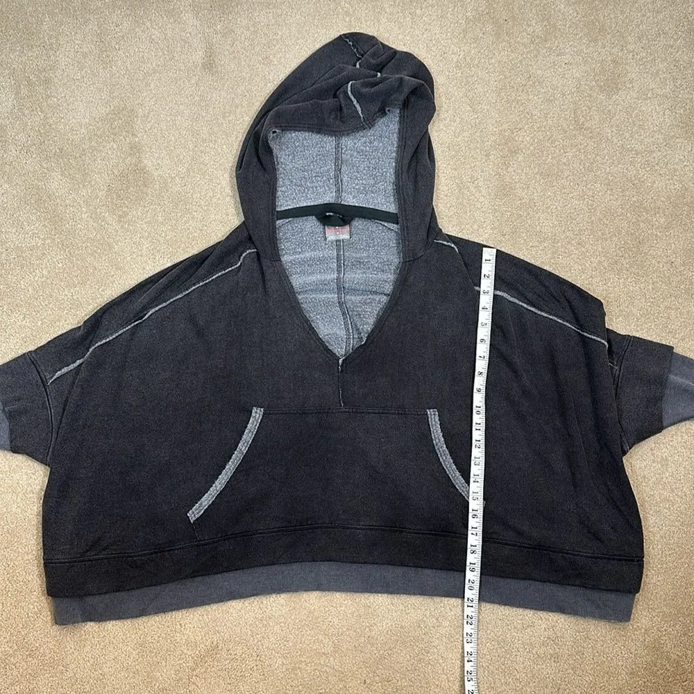 Free People Bonfire Hoodie Relaxed Fit V-Neck Hooded Layered Hem Women Medium - Image 4