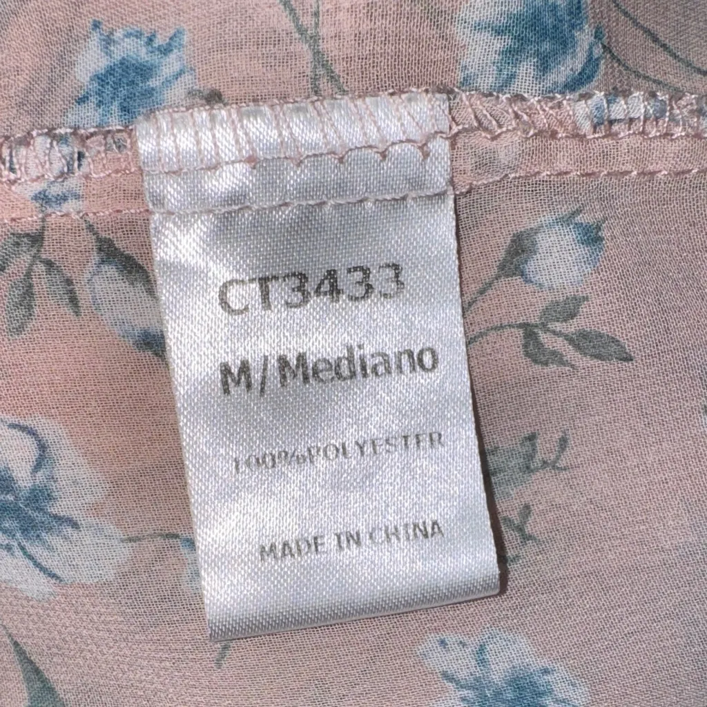 Crescent Floral Sheer Dusty Pink Kimono Open Front Cardigan Women's M - Image 3