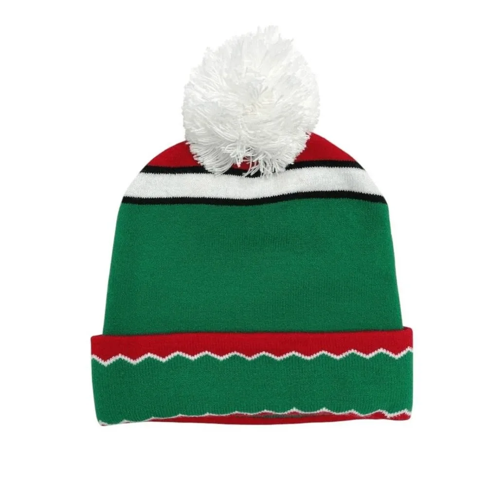 Disney Nightmare Before Christmas Unisex Striped Pom Pom Beanie Hat Winter OS - Image 3