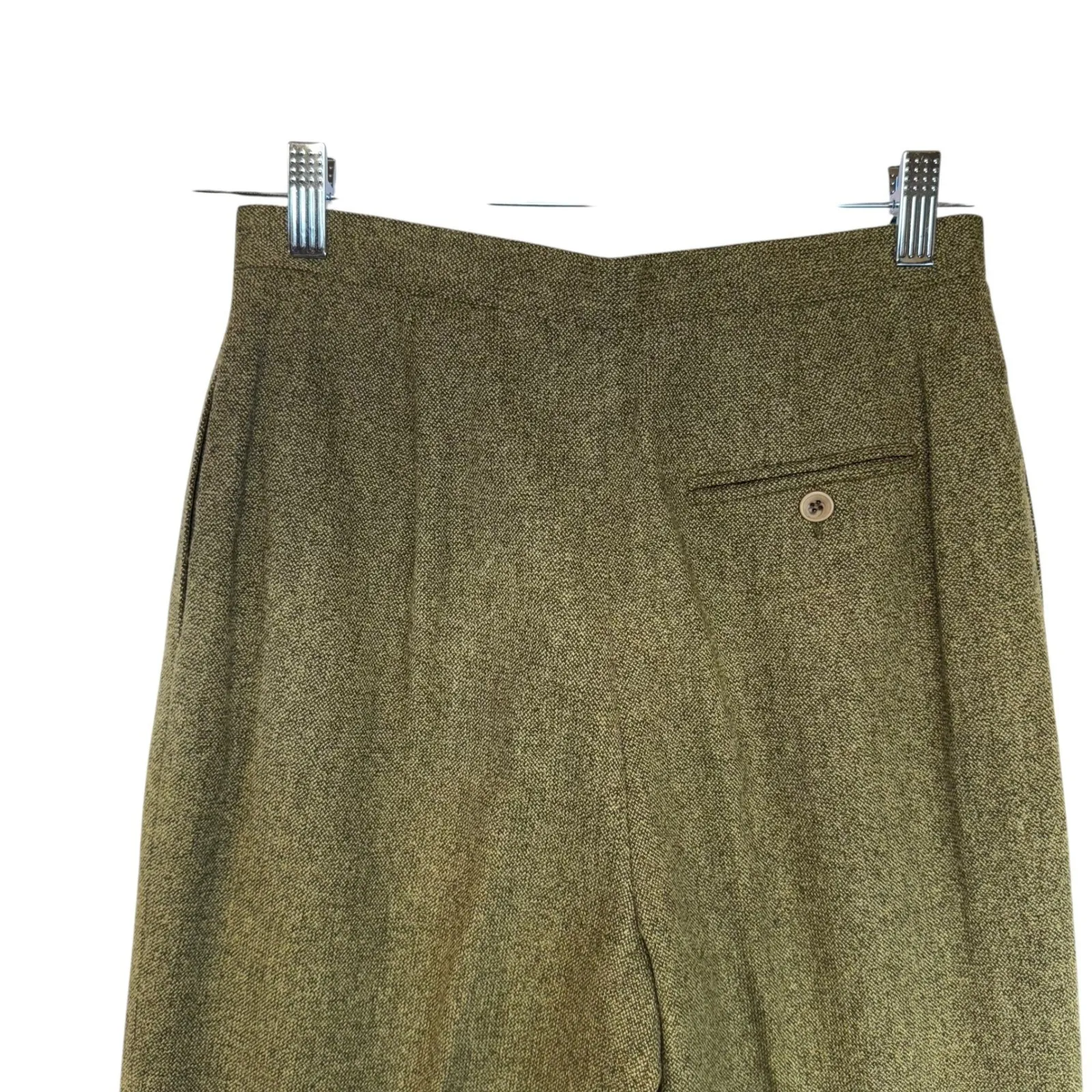 Jones New York Petite Virgin Wool Tweed Dress Tailored Pants Olive Green Size 8P - Image 6