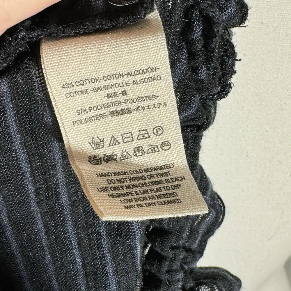 Free People Dorothy Striped Peasant Top Black Blue Drawstring Womens Medium - Image 11