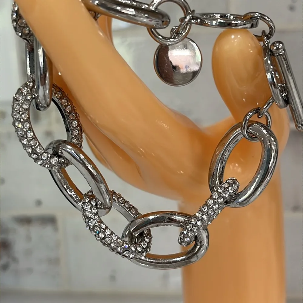 Adorable Rhinestone & Silver Plated Chain Bracelet - Image 2