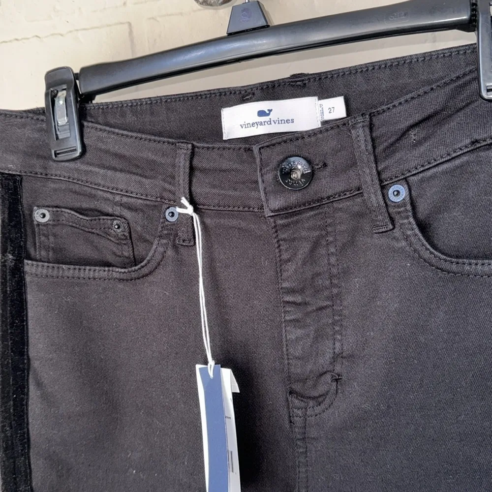 Vineyard Vines jeans Black High-Rise Kick Flare size 27‎ tux velvet striped - Image 2