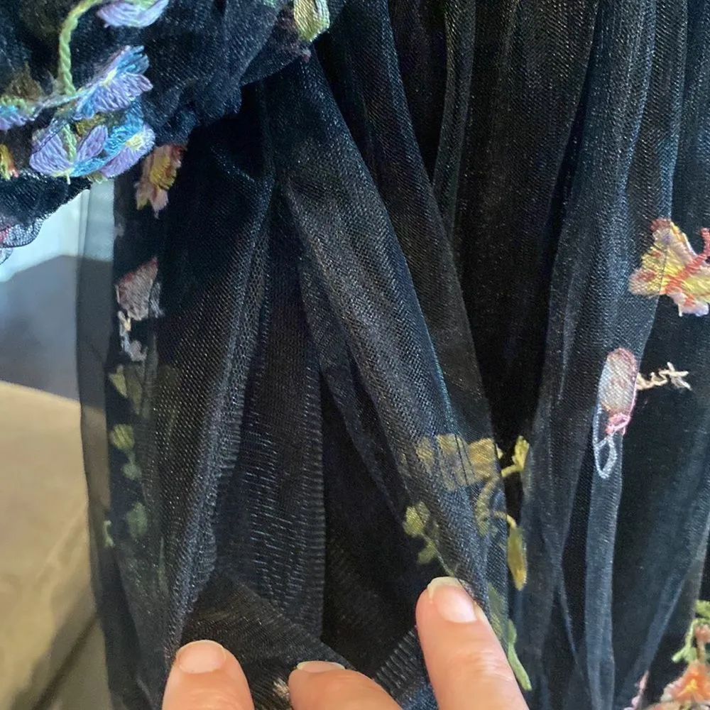 Women’s Black Dress Puffy Sleeves Flowers & Butterflies Prom Party Size 24W NWOT - Image 8