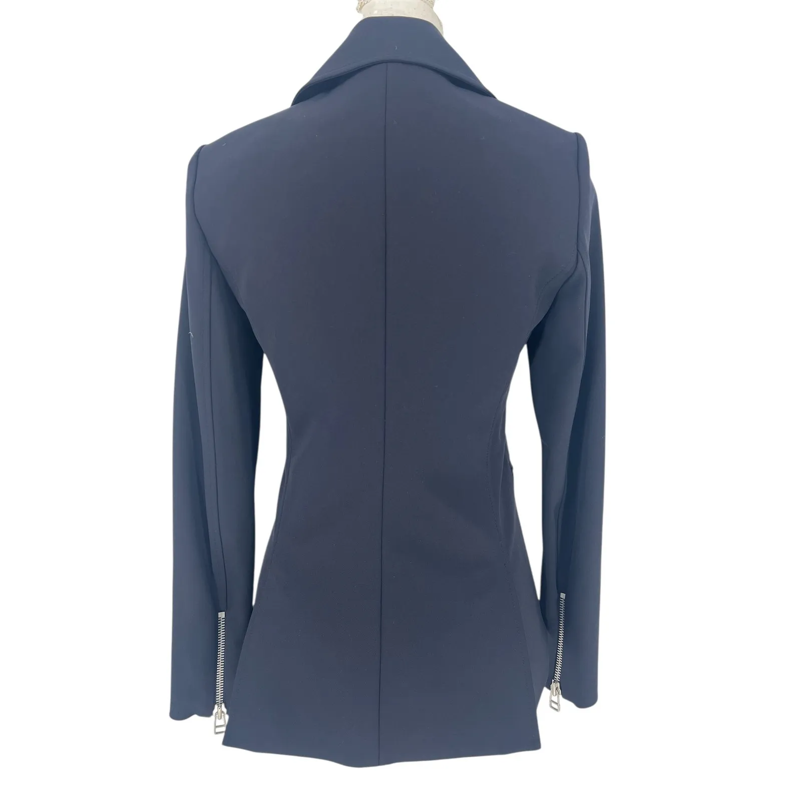 Veronica Beard Hadley Scuba Moto Jacket Navy - Image 14