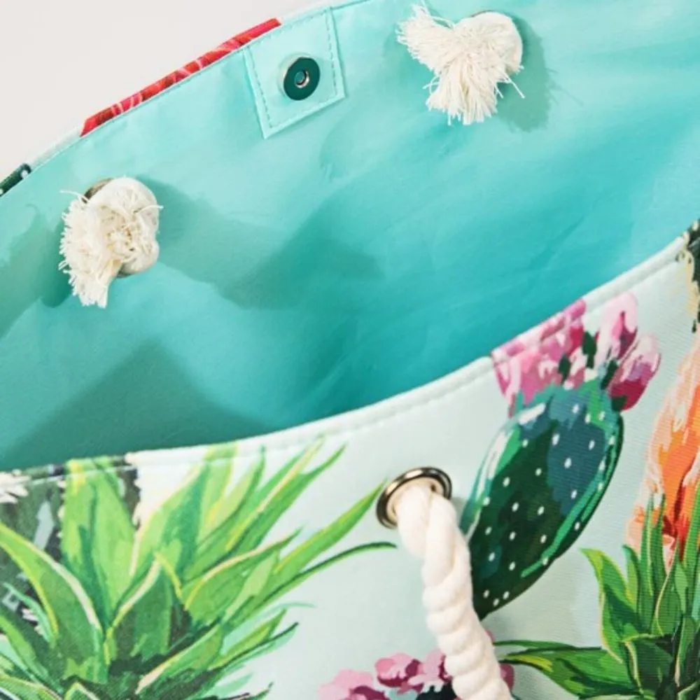 CACTUS, PINEAPPLES AND FLOWERS OH MY! LARGE TOTE BAG - Image 6