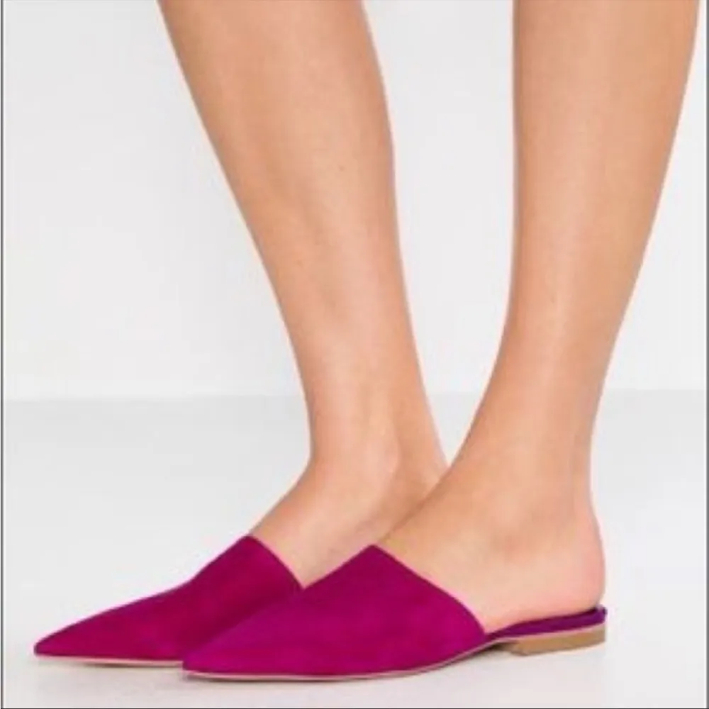Rebecca Minkoff Sara Suede Pointed Toe Mules in Fuchsia‎ Size 7 or 38 - Image 2