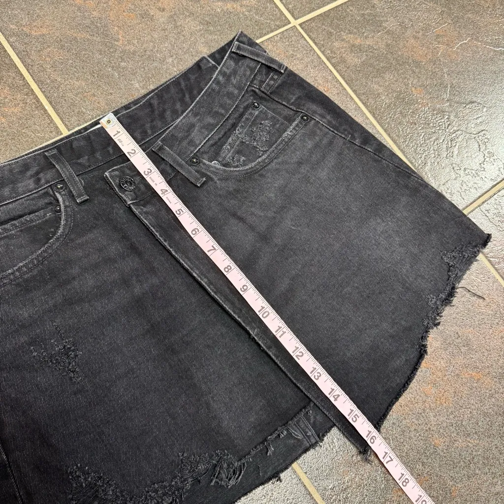 AGOLDE Criss Cross Denim Skirt Miniskirt Crossover Wrap Mini Black 28 - Image 13