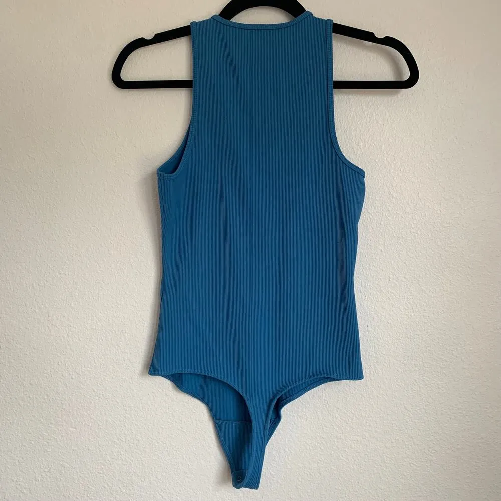 5/$25 Abercrombie & Fitch Sleeveless Ribbed Bodysuit in Blue - Image 2