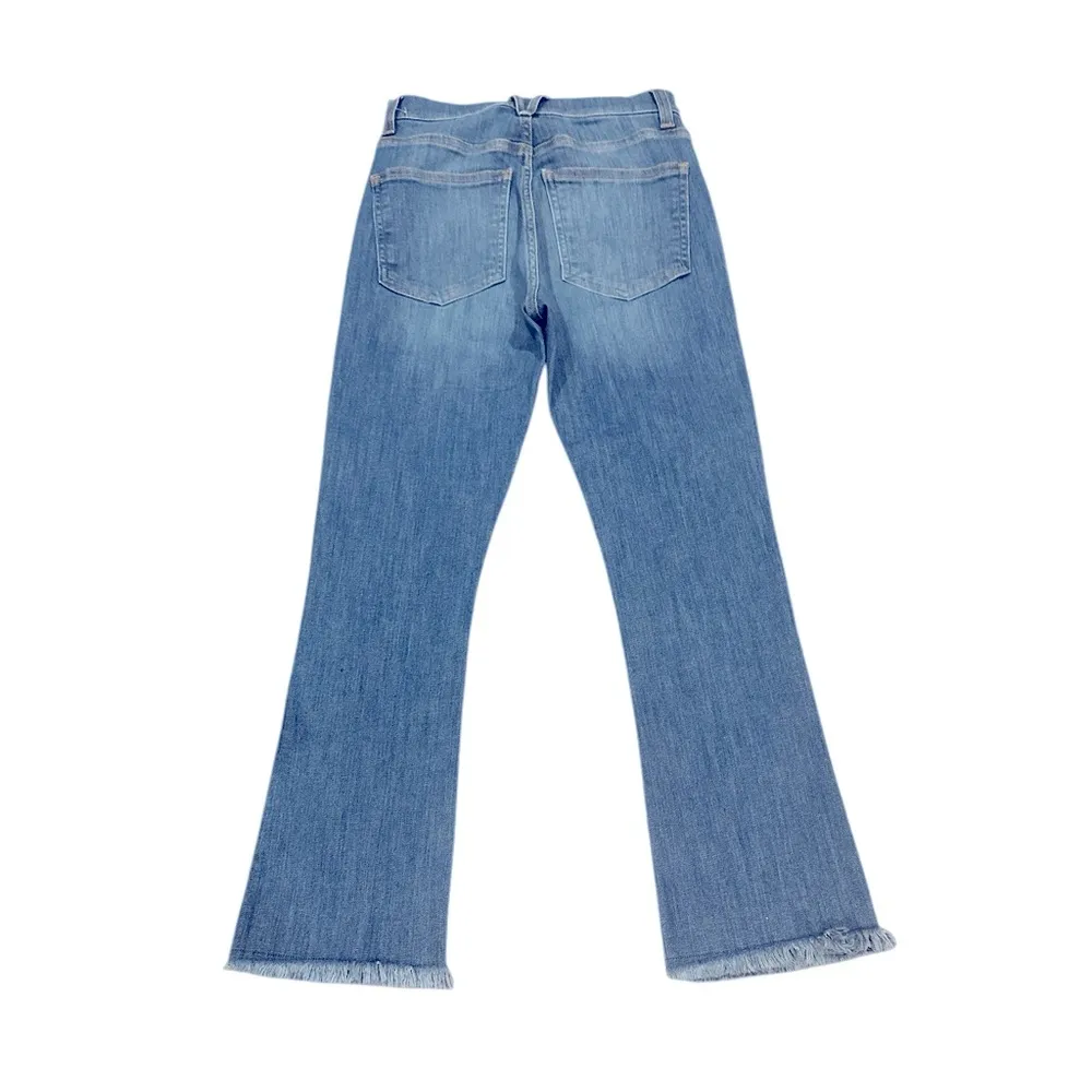 Veronica Beard Carly Kick Flare High Rise Blue Denim Raw Hem Jeans Sunrise 24 00 - Image 6