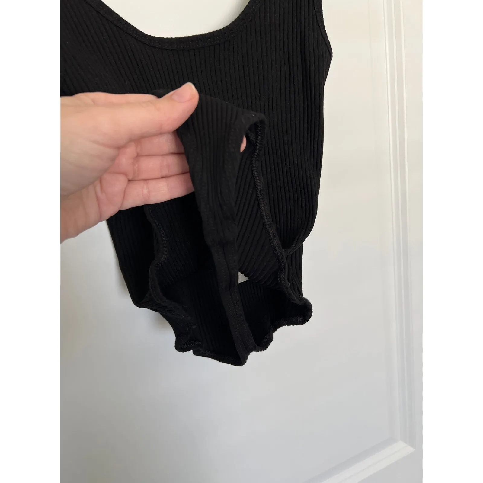 Wilfred Free Sleeveless Scoop Neck Ribbed Thong Bodysuits Black Women's Size XS - Image 5