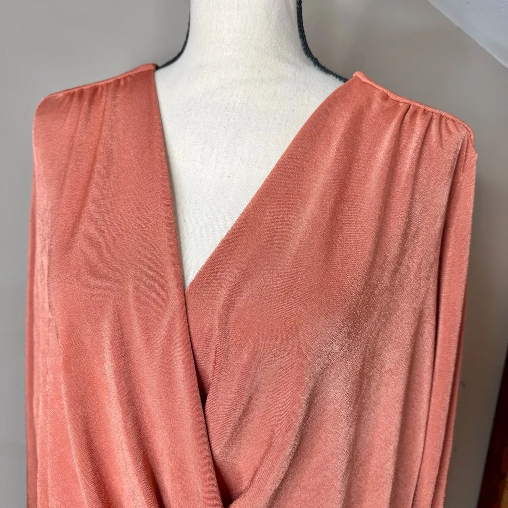 Free People Intimately Turnt Long Sleeve Bodysuit Ginger Spice Pink Orange Small - Image 4