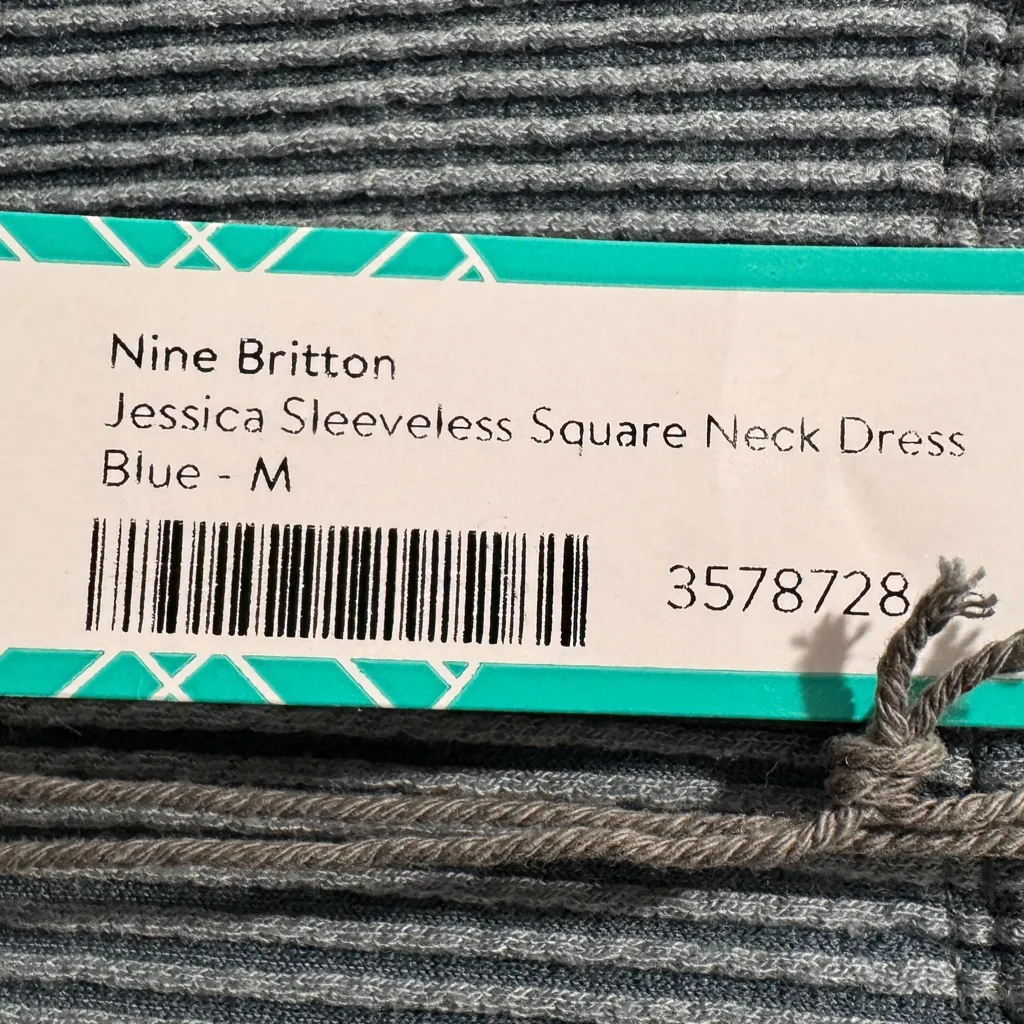 Nine Britton Stitch Fix Sleeveless Square Neck Ribbed Midi Dress Blue Sz Medium - Image 8