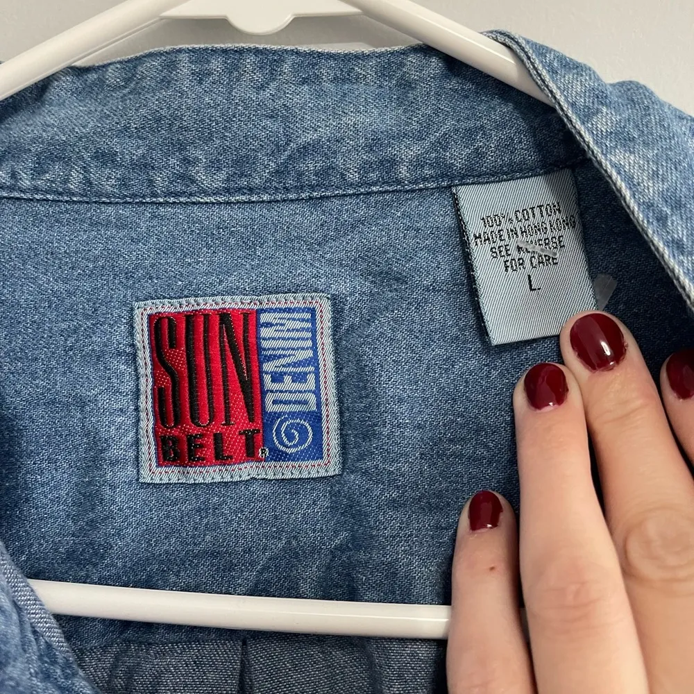 Vintage Sun Belt Denim Jacket Red Size L - Image 6