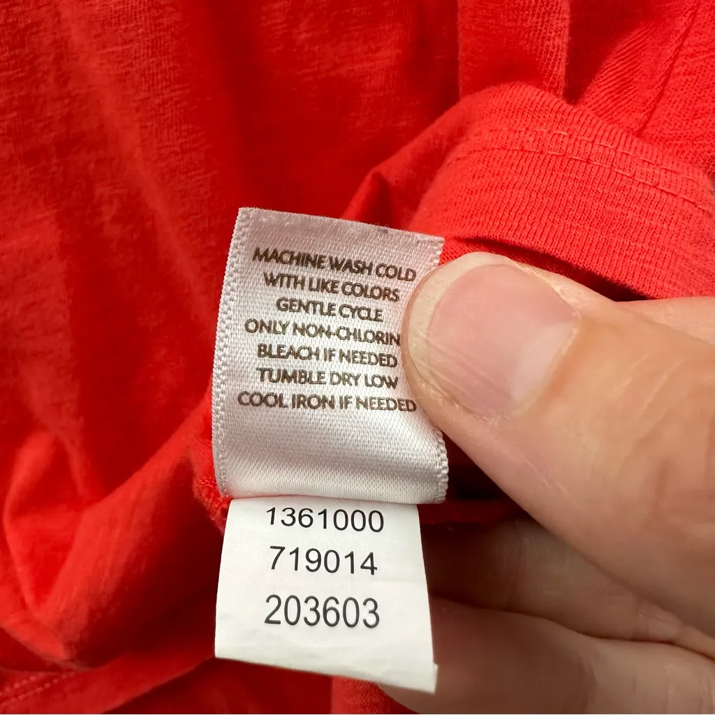 J. Jill Long‎ Sleeve Embroidered Tunic Top 100% Cotton Red Orange Preppy Women S - Image 6