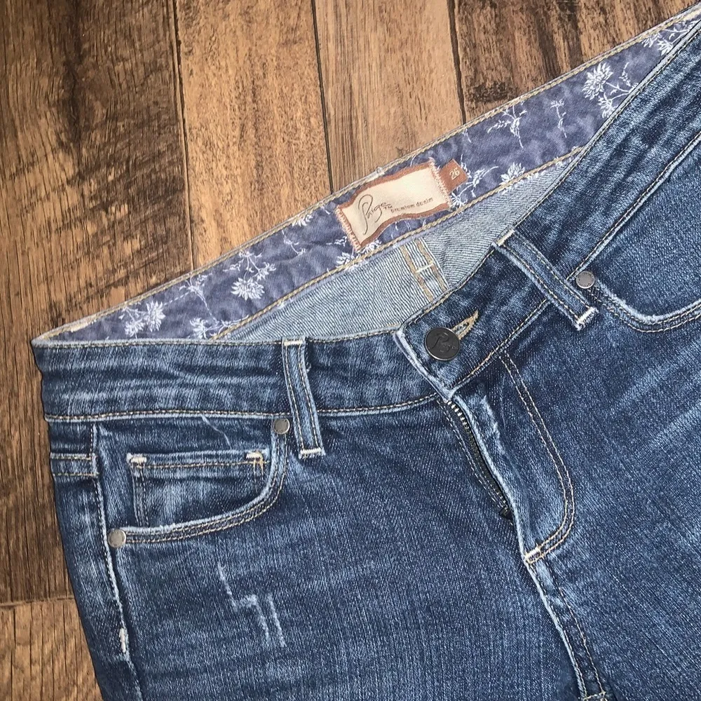 Y2k Paige Hollywood hills casual rise boot cut flare boho jeans denim fall $218 - Image 2