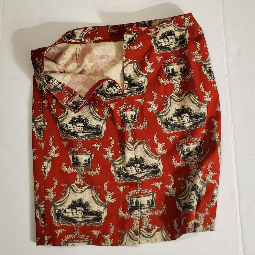 🔥SALE🔥Talbots Red Toile English Country Scenic Skirt - Image 6