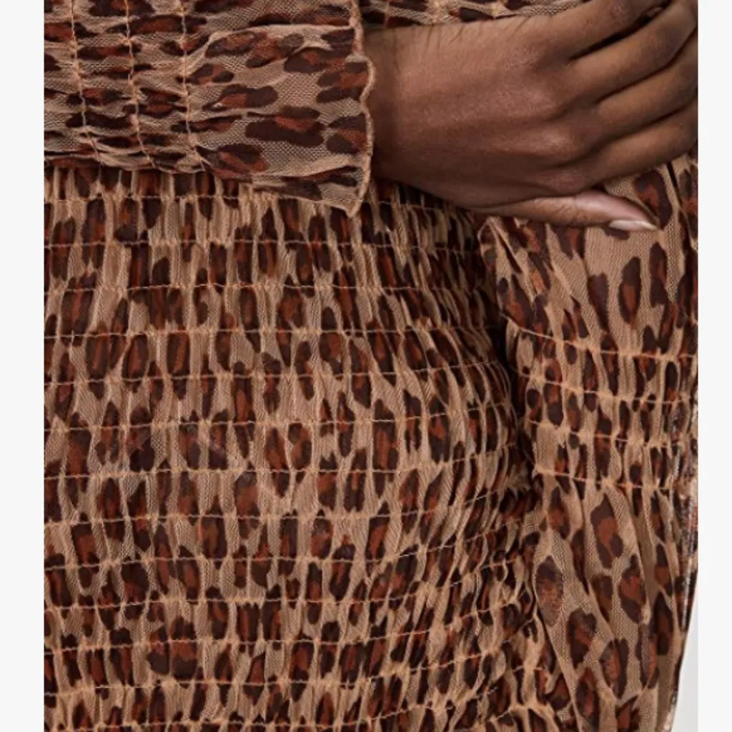 Free People Hello There Top in Brown Leopard combo sz xs - Image 6