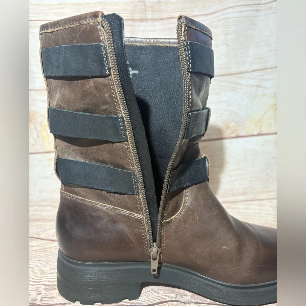 Lucky Brand Cheviss Women's Sz 9 Moto Lug Sole Brown Leather Boots - Image 8