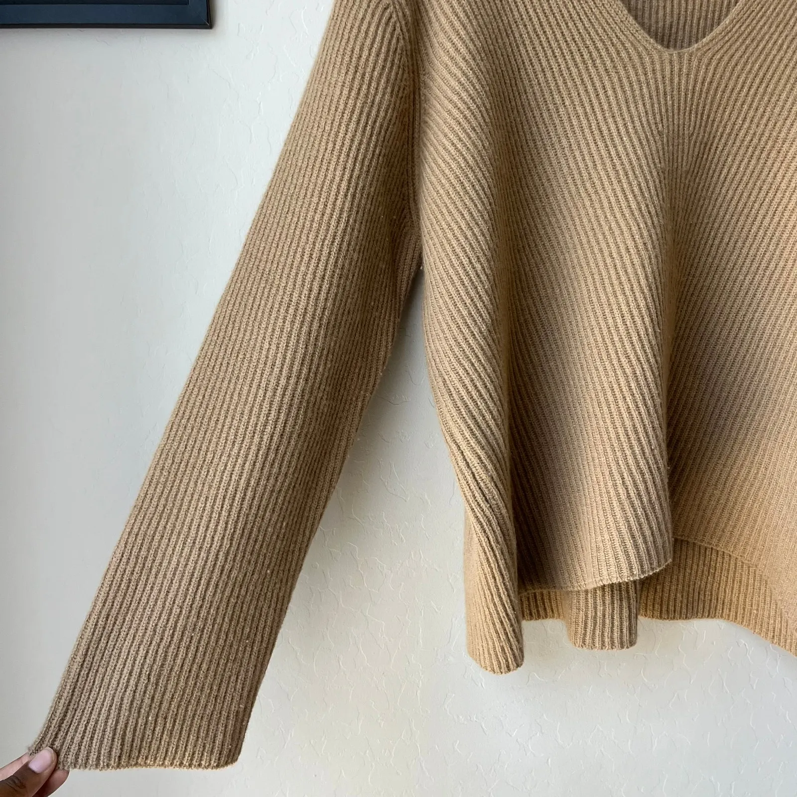 Almina Concept Sweater Camel Tan Knit Wool‎ V - Image 5